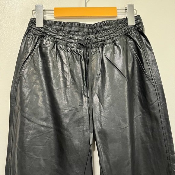 ZARA Faux Leather Jogger Pants Black Size S High Rise Tapered Fit - Picture 5 of 11